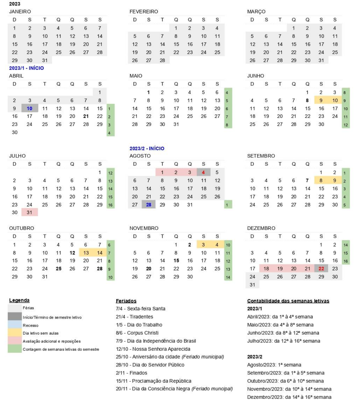 Calendario 2023 - Graduacao - Campus Paracambi